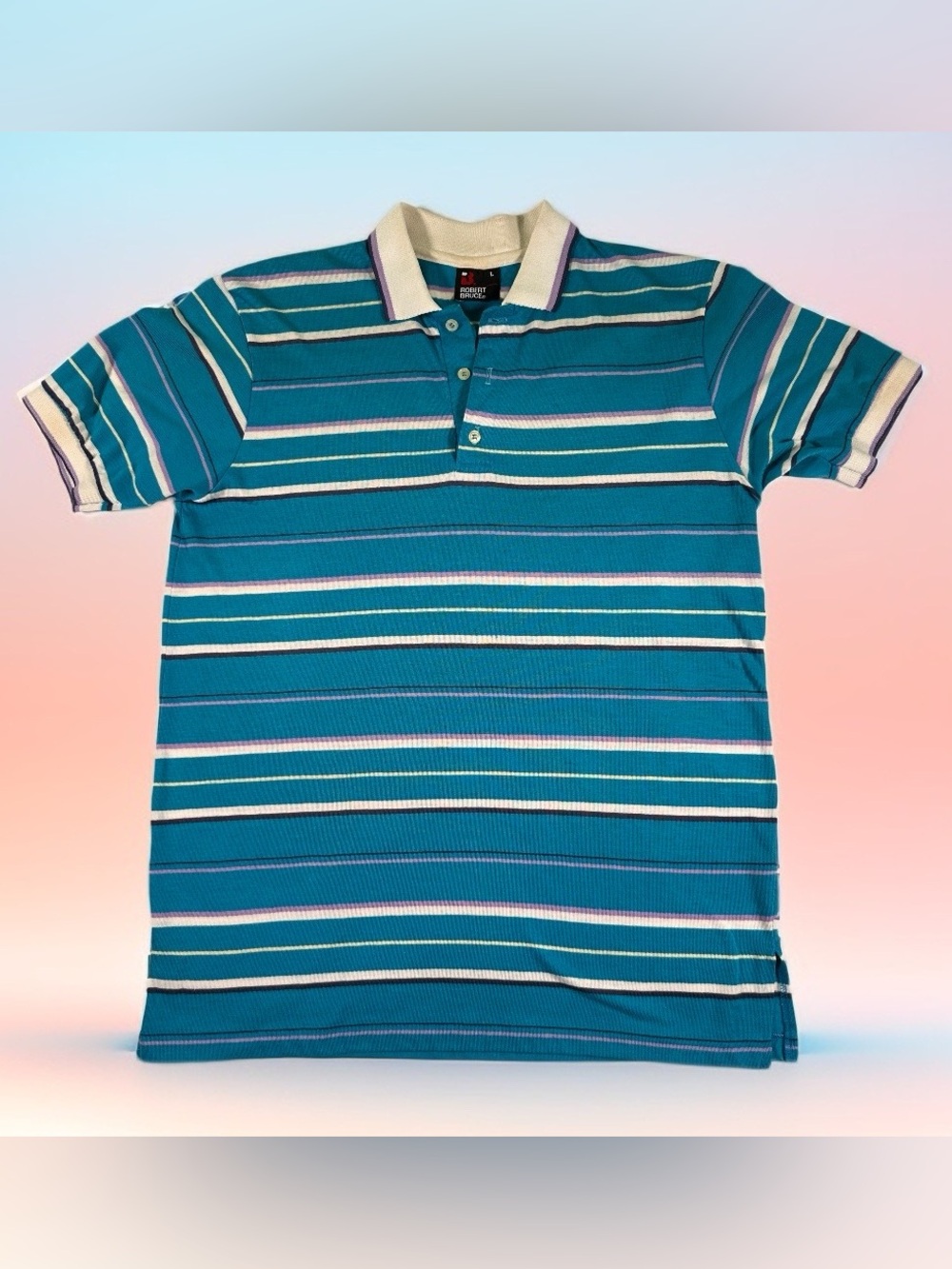 Striped Teal Polo Shirt - Classic Men’s Short Sleeve